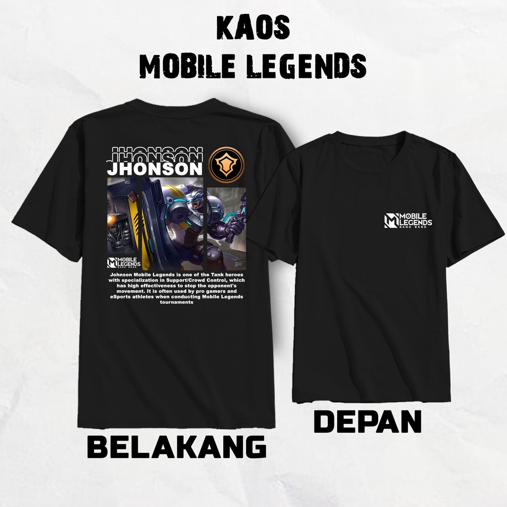 เสื้อยืด DIMENSIONS - เสื้อยืดล่าสุด ML Hero Mobile Legends เสื้อยืด [Jhonson] Cotton Combed 30s เสื