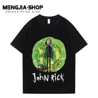 เสื้อยืดคอกลม แขนสั้น พิมพ์ลาย John Rick ทรงหลวม ใส่สบาย เสื้อยืดผู้ชาย เสื้อยืดผู้หญิง