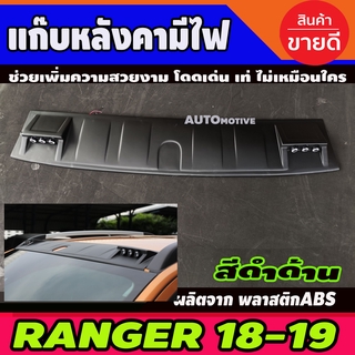 แก๊บหลังคามีไฟ LED ชุดแต่งบนหลังคา สีดำด้าน FORD RANGER 2018 2019 2020 (ไม่มีราวหลังคา)