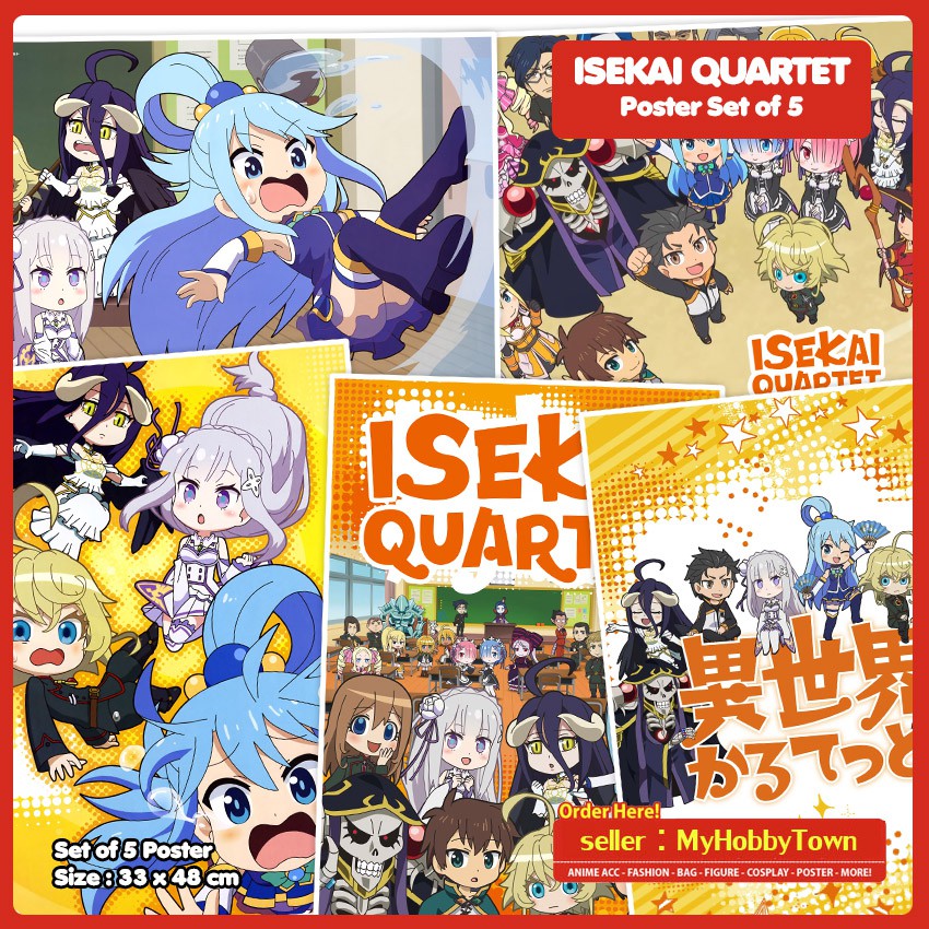 ชุดโปสเตอร์อนิเมะ Isekai Quartet 5 ชิ้น