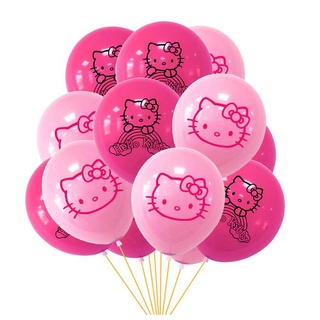 20 pcs Hello Kitty Birthday Decoration KT pink balloons 12 inch Kitty Cat Birthday Party Supplies rose red latex balloon Hello Kitty Theme party for girl