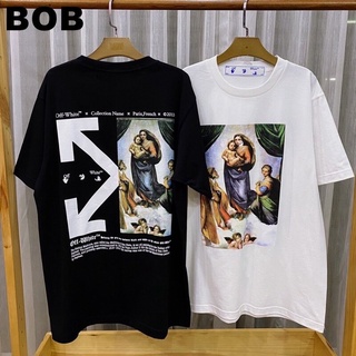 Tee BOB เสื้อยืด Off White แขนสั้น ลายหน้าหลัง unisex tshirt S-3XL