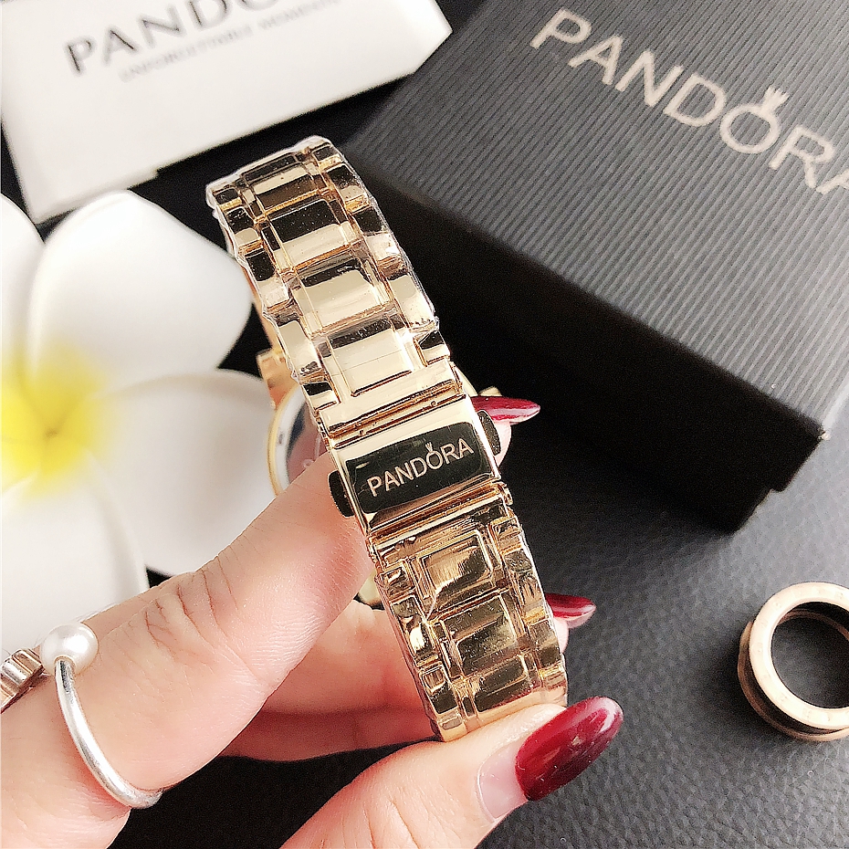 ใหม่ 100% PANDDORA Jam Tangan Wanita นาฬิกาข้อมือลําลอง สายสแตนเลส สําหรับผู้หญิง