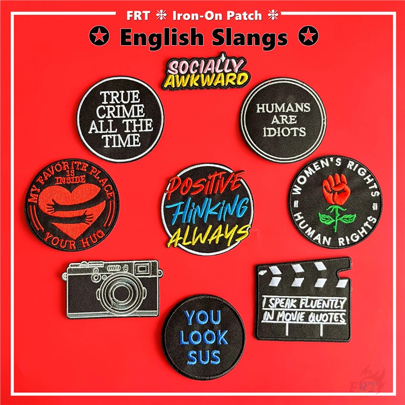 ☸ แผ่นแพทช์เหล็ก ภาษาอังกฤษ Thinking Always ☸ แผ่นแพทช์รีดติดเสื้อ DIY 1 ชิ้น