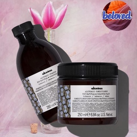 Davines Alchemic Shampoo/Conditioner Tobacco 280/250 ml แชมพู และครีมนวดผม เพื่อเติมเม็ดสีน้ำตาลอ่อนถึงน้ำตาลกลาง