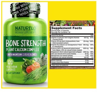 🔥PreOrder 🔥New✨ NATURELO, Bone Strength, Plant-Based Calcium Complex, 120 Vegetarian Capsules