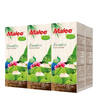 มาลี ทรอปิคอล น้ำมะพร้าว 50% ขนาด180 มิลลิลิตร แพ็ค x 6 กล่อง Malee Tropical 50% Coconut Juice Size 180 ml. Pack x 6 box