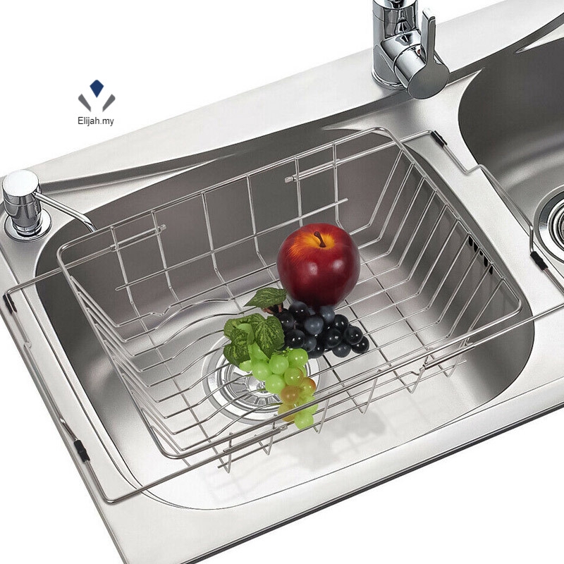 Expandable Dish Drying Rack Utensil Holder 304 Stainless Steel Over Sink Dish Rack Drainer Yb2c Shopee Thailand