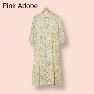 เดรส pink adobe ผ้าชีฟองเนื้อดี  ไซด์ -  L   อก 42 เอว 33 สะโพก 52 ยาว 48 นิ้ว เดรสทรงสวยน่ารัก หรือใส่เป็นเสื้อคลุมตัวย