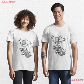 เสื้อยืดผ้าฝ้ายพิมพ์ลายZ.L.L Sport Hanuman, The Monkey God Essential T-Shirt เสื้อยืดผู้หญิง เสื้อยืดผู้ชาย Sak Yant การ