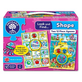ORCHARD TOYS, LOOK &amp; FIND PUZZLES - SHAPE จิ๊กซอว์สอนรูปทรงต่างๆ ลิขสิทธิ์แท้ นำเข้าจากอังกฤษ ของเล่นเด็ก 3 ปีขึ้นไป