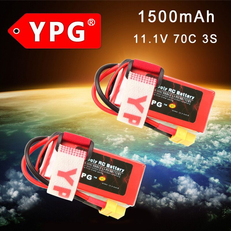 [แบตเตอรี่ 3เซล] แบตลิโพ YPG 3เซล 11.1v 1500mah 70C XT60