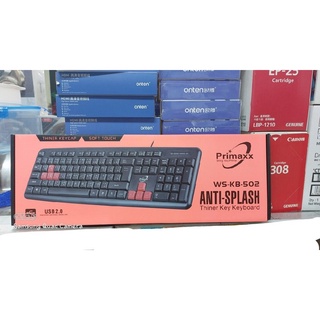 แป้นพิมพ์ มีสาย USB  Keyboard  USB Primaxx WS-KB-502 สีดำปุ่มแดง  (ออกใบกำกับภาษีได้)