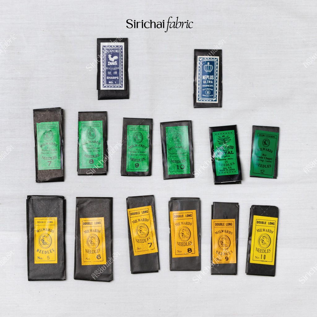 เข็มเย็บผ้า เข็มมือ ห่อเหลือง ห่อเขียว ตราไก่ ตรามงกุฏ