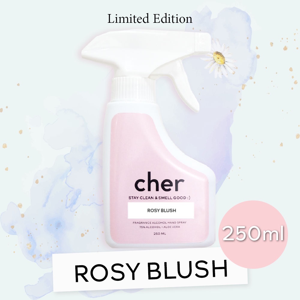 (Limited Edition) Refill Cher Alcohol hand spray กลิ่น rosy blush  250ml สเปรย์แอลกอฮอล์กลิ่นน้ำหอม