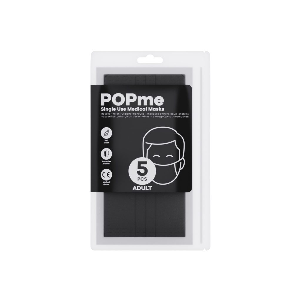 พร้อมส่ง POPme Mask ของแท้  นำเข้าจากอิตาลี (1 ซอง 5 ชิ้น) |  หน้ากากอนามัยสีดำ หน้ากากอนามัยผู้ใหญ่