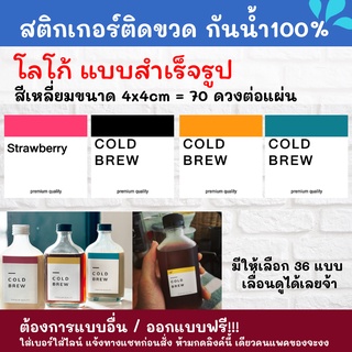 🔥สติกเกอร์กันน้ำ 100%💦 ติดกาแฟ coffee modern ออกแบบฟรี🔥  MODERN SQUARE  ขนาด 4x4 ซม