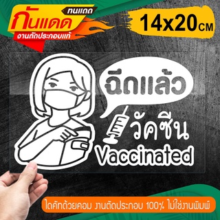 ฉันฉีดวัคซีนแล้ว VACCINED สติ๊กเกอร์ติดรถ วัคซีนโควิด19 Covid-19  รุ่น CO-870 ขนาด 14x20ซ.ม.