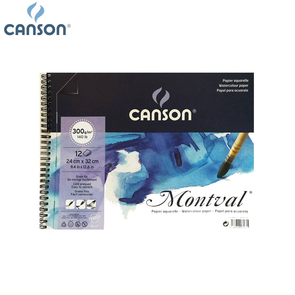 Canson(แคนสัน) สมุดสันห่วงมอลวัล หนา 300 g ขนาด 24×32 ซม. ผิวกึ่งหยาบ (12 แผ่น) 200807161