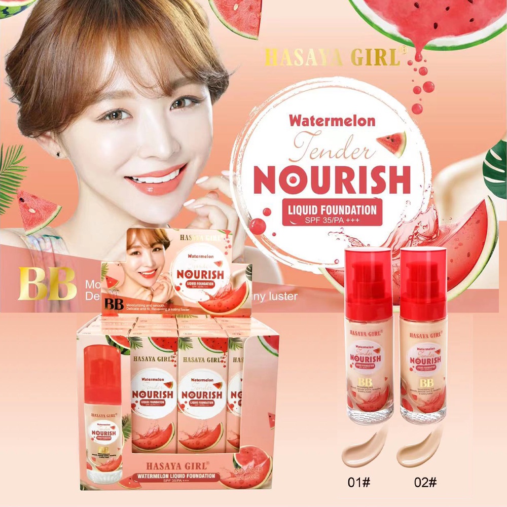 0398 ครีมรองพื้น แตงโม HASAYA GIRL ครีมกันแดดแตงโม ครีมรองพื้นแตงโม ครีมบีบีกันแดดเนื้อแมท