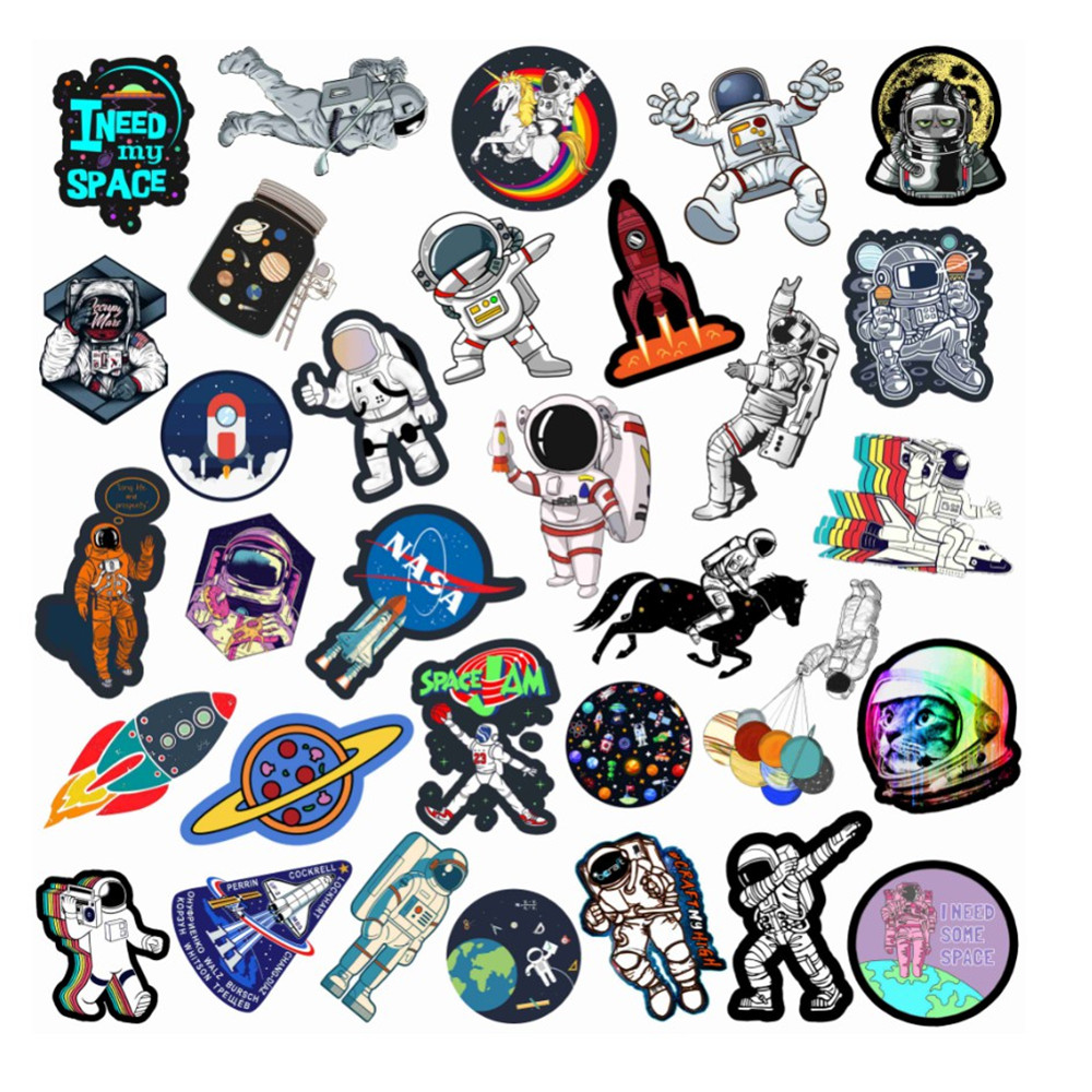 50Pcs Outer Space Astronaut Stickers For Travel Suitcase Skateboard ...