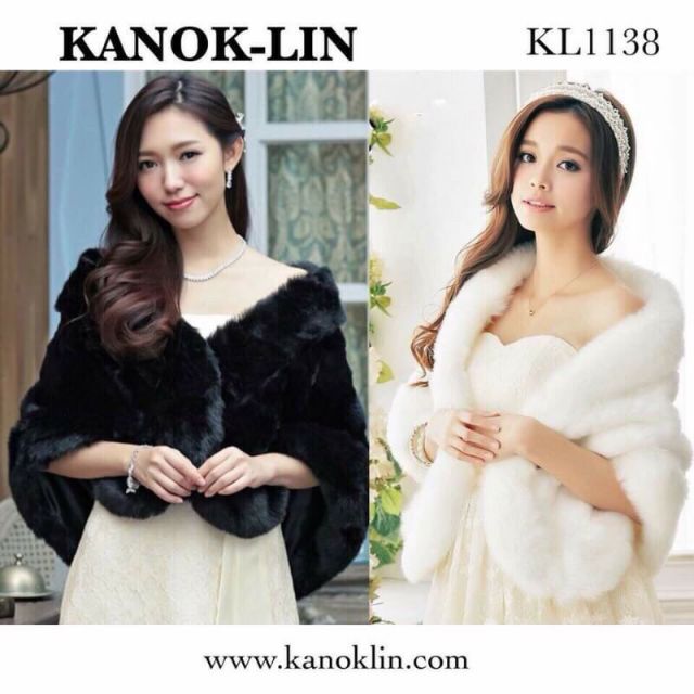 ผ้าคลุมไหล่ full size ขนเฟอร์สังเคาะห์ ใส่ไปงาน ใส่ไปต่างประเทศ