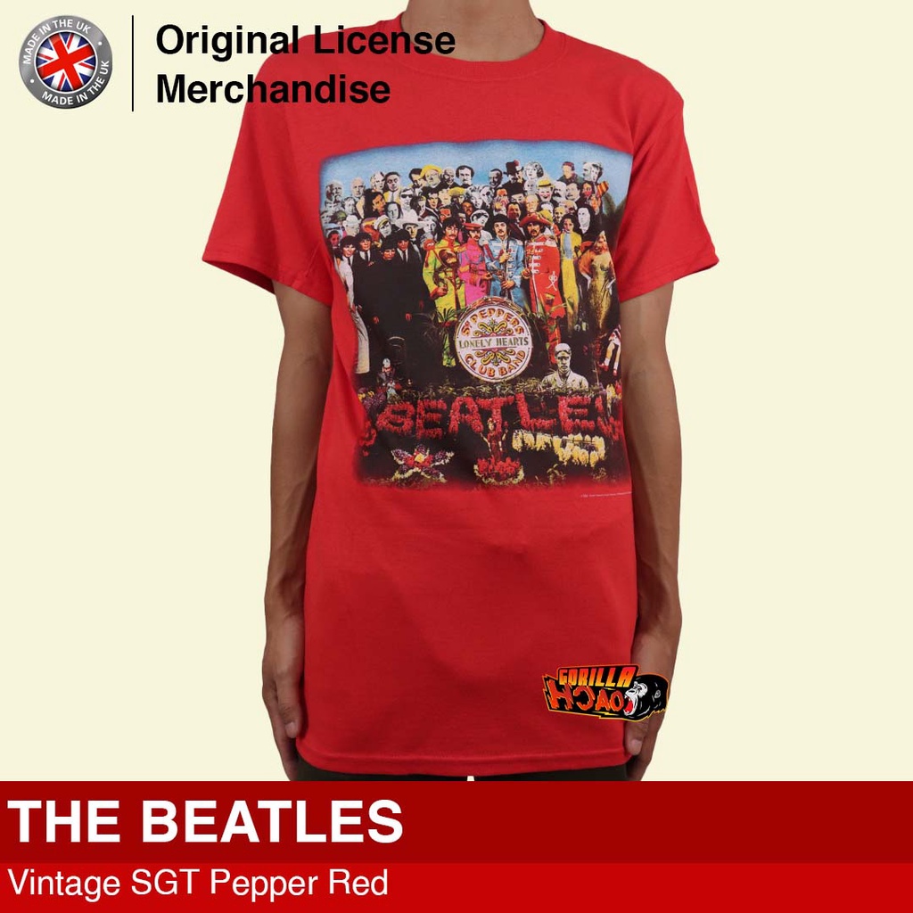 เสื้อยืด Rock Band Music Casual ผู้ชายผู้หญิงผู้ใหญ่ BEATLES Original Vintage Sgt Pepper