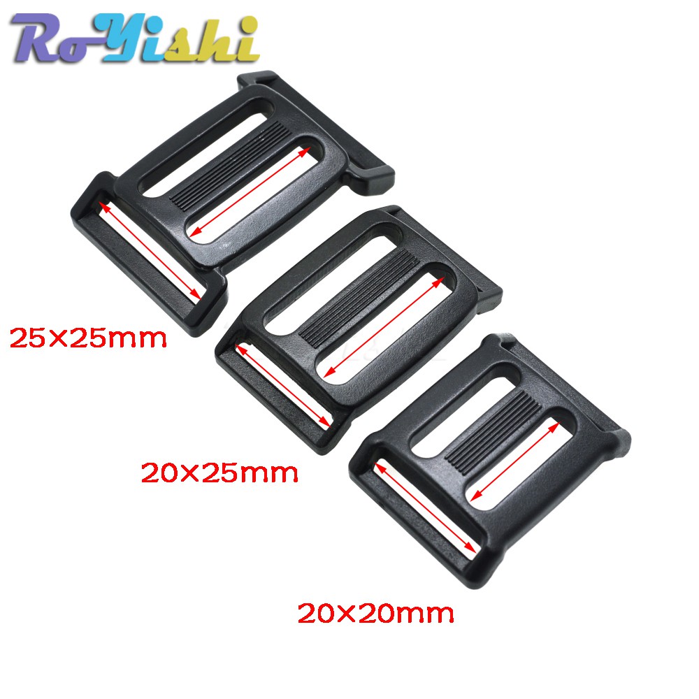 10 ชิ้น/แพ็คพลาสติก Multi-function Tri-Glide Slider ปรับ Arched Buckle สําหรับ Ourdoor กระเป๋าเป้สะพายหลัง Webbing