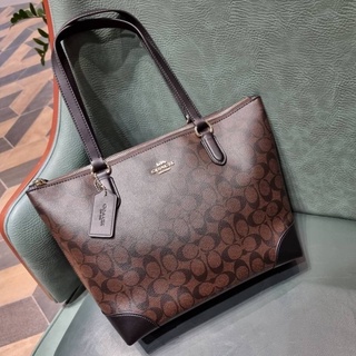 COACH F29208 ZIP TOP TOTE IN SIGNATURE CANVASS