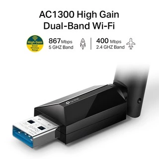 TP-Link Archer T3U Plus AC1300 High Gain Wireless Dual Band USB Adapter ตัวรับสัญญาณ WiFi (High Gain Wireless)