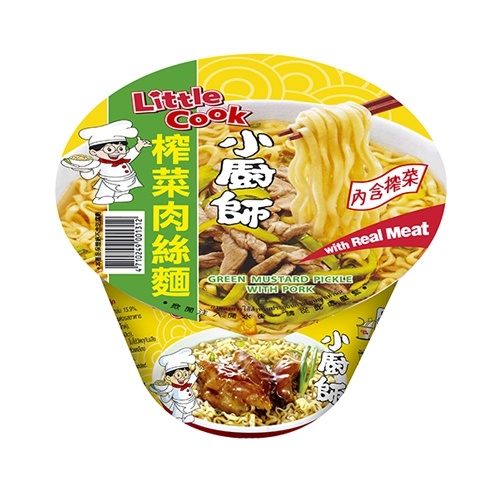 ลิตเติ้ลกุ๊ก บะหมี่กึ่งสำเร็จรูป รสหมูใส่ผักเสฉวน /Little Cook Instant Noodle Green Mustard Pickle with Fried 榨菜肉絲麵