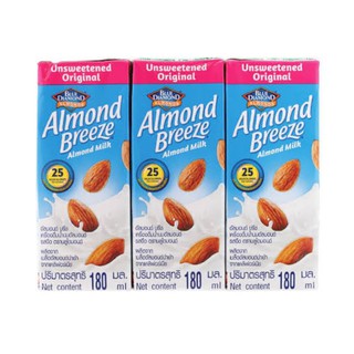 นม Almond Breeze นมอัลมอนด์ อัลมอนด์บรีซ 180ml  [12กล่อง] นมลาเต้ รสจืด มัตฉะ ช็อคโกแลต สายสุขภาพ Healthy ทานแล้วไม่อ้วน