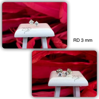 ต่างหูเงินแท้ 925 ประดับพลอยCZ Earring Silver 925-(RD3MM)