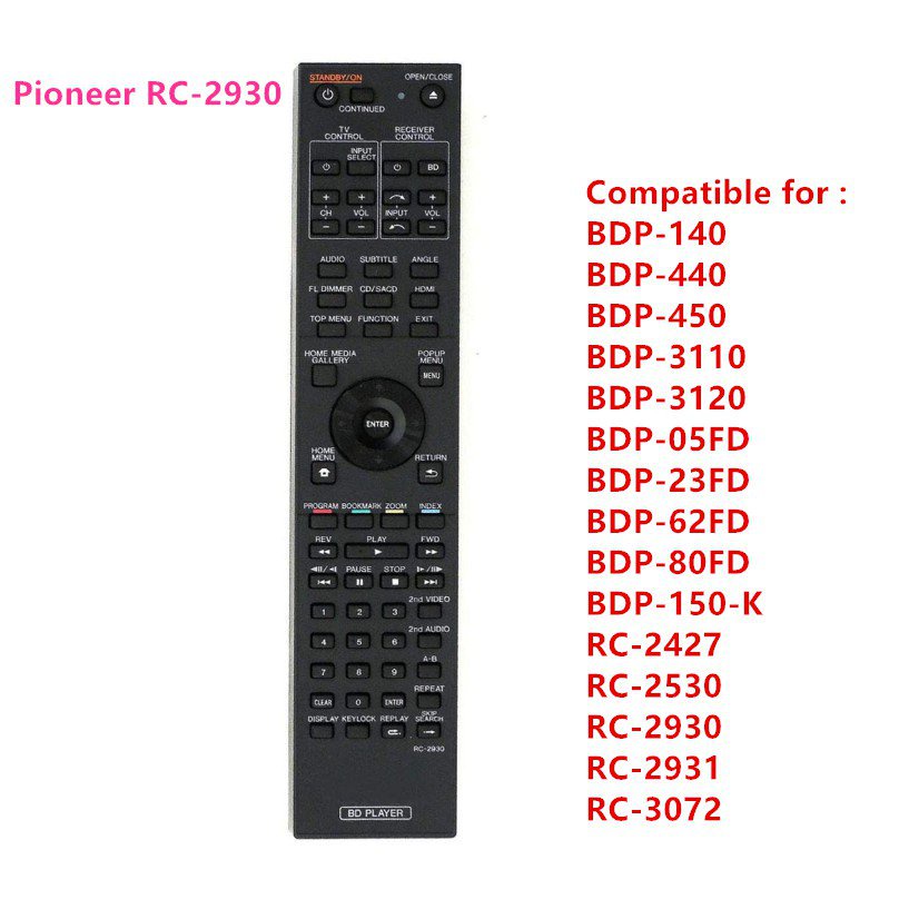 Pioneer RC-2930 รีโมทคอนโทรล สําหรับเครื่องเล่น Blu-Ray รุ่น BDP-140/440/450/3110/3120/05FD/62FD/80FD/K