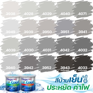 Beger คูลออลพลัส สีเทา ฟิล์มด้าน ภายนอก+ภายใน ขนาด 3L สีทาบ้าน สีบ้านเย็น เกรด 10 ปี สีบ้านเย็น