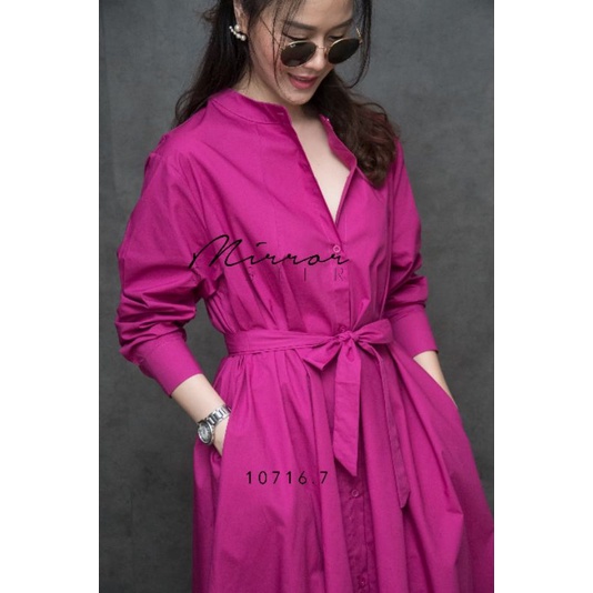 🔖ป้าย Mirrorsister​ 10716.7 เดรสเชิ้ตคอจีน คลาสสิคสไตล์ ใส่ง่าย ช่วงล่างเป็นทรง A บาน - รูปที่ 3