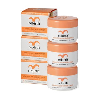 Rebirth ครีมรกแกะ Placenta Anti-Wrinkle Cream with Vitamin E and Lanolin(Original) 100 ml. แพค 3 กระปุก