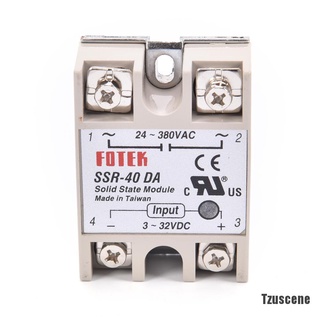 (Tzuscene) อุปกรณ์รีเลย์ Ssr 40A พร้อมธงป้องกัน Ssr-40Da 40A ควบคุม Dc