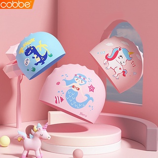 Cobbe หมวกว่ายน้ำเด็ก kids swim cap แว่นตาว่ายน้ำ กันน้ำ สำหรับเด็ก ใช้ได้ผู้ชายและหญิง อุปกรณ์ว่ายน้ำ หมวกซิลิโคน