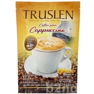 TRUSLEN COFFEE PLUS CAPPUCCINO ทรูสเลน คอฟฟี่ พลัส คาปูชิโน่ กาแฟปรุงสำเร็จชนิดผง 17กรัม (8 ซอง/ห่อ)