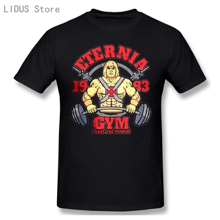 เสื้อยืดแขนสั้นลําลอง คอกลม ผ้าฝ้าย 100% พิมพ์ลาย Eternia Gym V2 He-Man And The Masters Of The Universe แฟชั่นสําหรับผู้