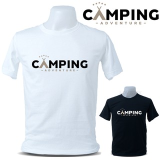 เสื้อยืด camping  เต็นท์ดาว สีขาว สำดำ