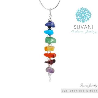 Suvani Jewelry 925 Sterling Silver จี้หิน 7สี Seven (7) Chakra เป็นเงินแท้ มาพร้อมสร้อยคอเงินแท้ ยาว 18 นิ้ว