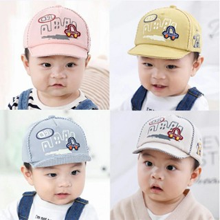 ☆พร้อมส่ง☆หมวกเด็ก 2เดือน - 18เดือน รอบหัว:46-48cm.หมวกแก็ปสำหรับเด็ก ผ้า COTTON แต่งลายการ์ตูนรถ🚗