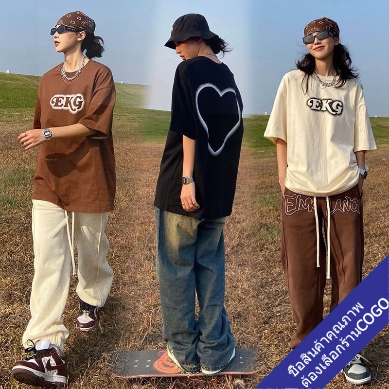เสื้อยืดแขนสั้นสไตล์เกาหลี oversize เสื้อผ้าแฟชั่นสาวอวบ เสื้อโอเวอร์ไซส์ผู้หญิง สกรีนลายวินเทจ ไซส์ใหญ่ XXL