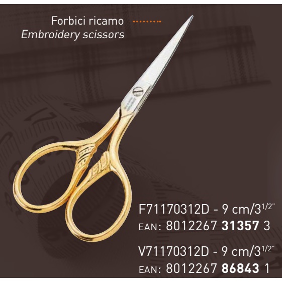 Premax Embroidery scissors กรรไกรอเนกประสงค์สีเงินขนาด 3 1/2นิ้ว Made in Italy (30354)