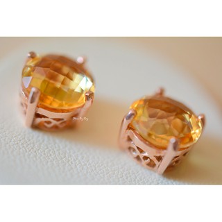 ต่างหูเงินพลอยซิทริน(Citrine)