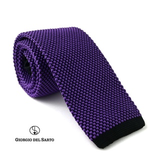 Giorgio Del Sarto Knitted Necktie Purple with Fabric Texture เนคไทไหมพรมสีม่วงมีเท็กเจอร์