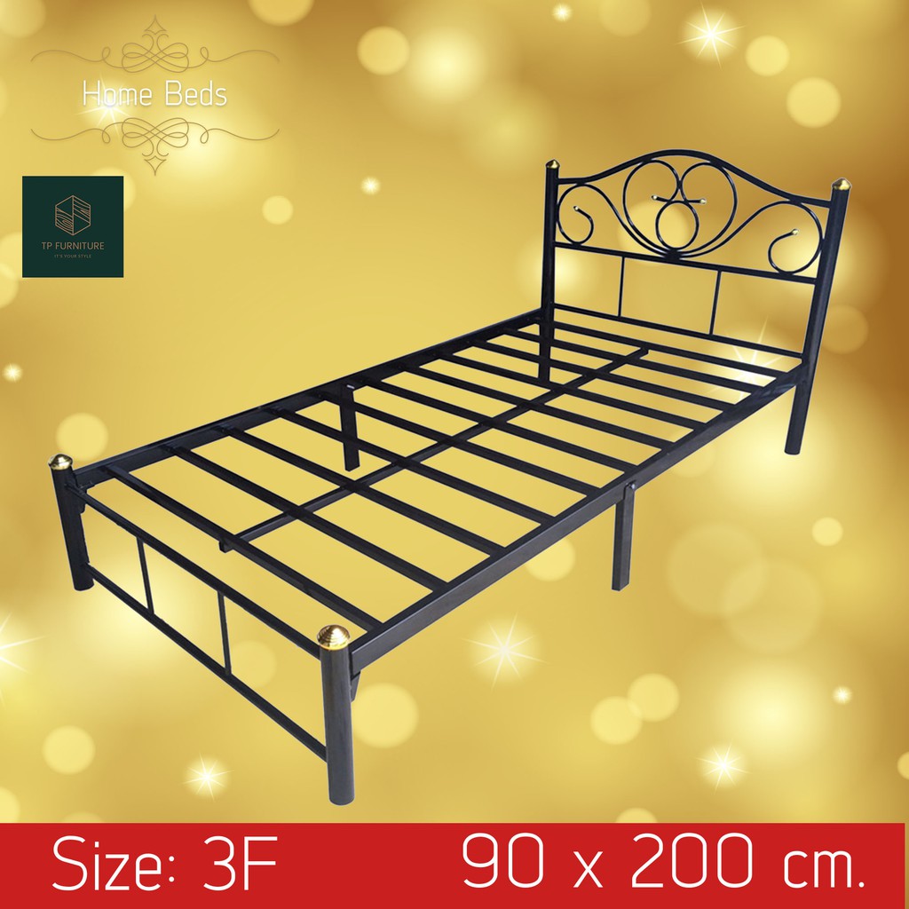 เตียงเหล็กสามฟุต 3ฟุต รุ่นโลตัส เหล็กหนา 0.8มิล ประกอบง่าย สูง33Cm