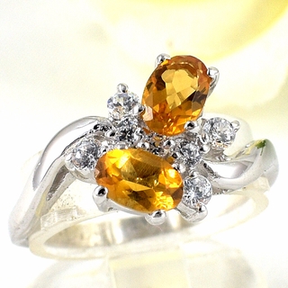 SKJewelryfactory แหวนเงินแท้ ฝังพลอยซิทรินแท้ สไตล์มีเอกลักษณ์เฉพาะตัว ER01016-CIT